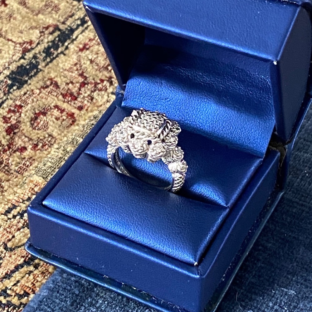 Judith Ripka sparkling faux diamond  Silver ring.